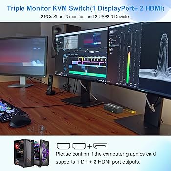 Amazon.co.jp: 2 HDMI + DisplayPort USB 3.0 KVMスイッチ3